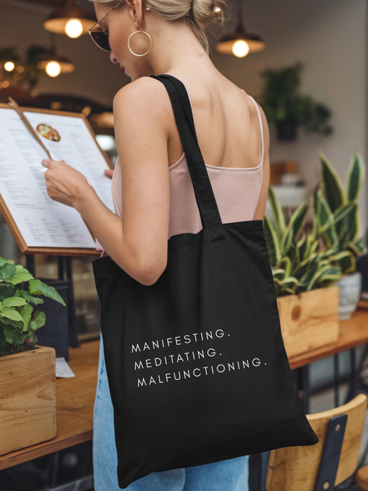 Manifesting Meditating Malfunctioning Canvas Tote Bag - Whisper