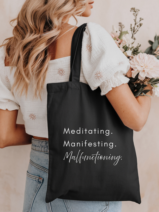 Manifesting Meditating Malfunctioning Canvas Tote Bag - Rebelle