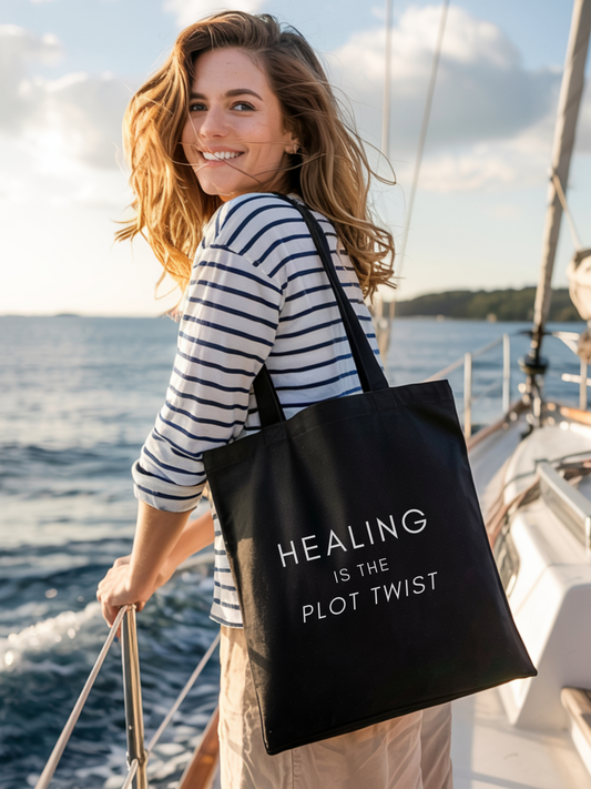 Healing is the Plot Twist Canvas Tote Bag - Whisper