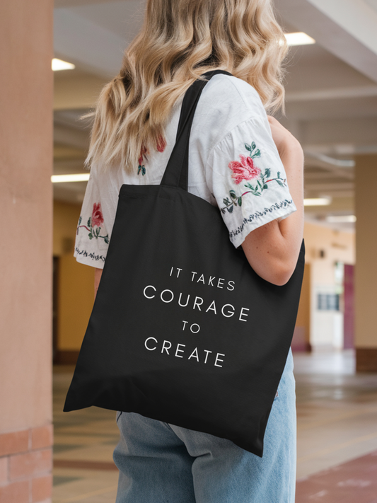 It Takes Courage to Create Canvas Tote Bag - Whisper