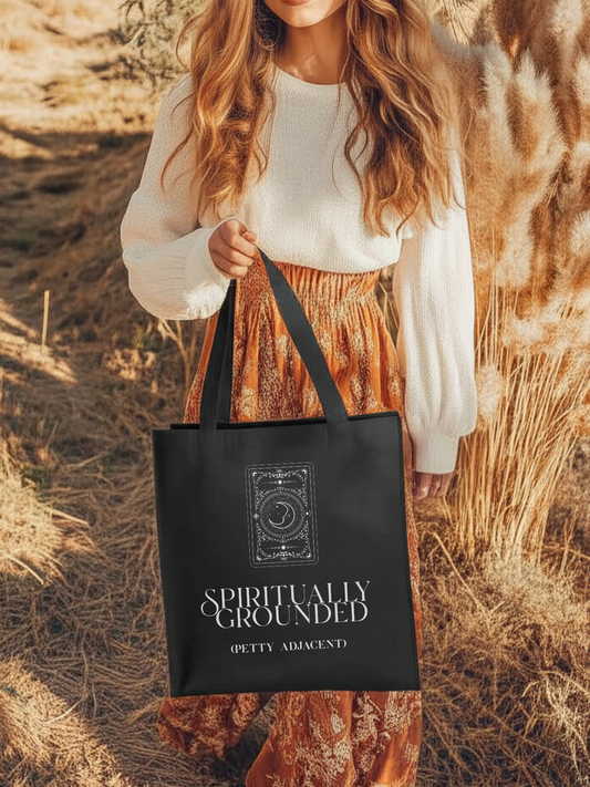 Spiritually Grounded Petty Adjacent Canvas Tote Bag - Eclipse
