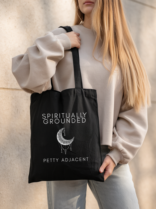 Spiritually Grounded Petty Adjacent Canvas Tote Bag - Whisper