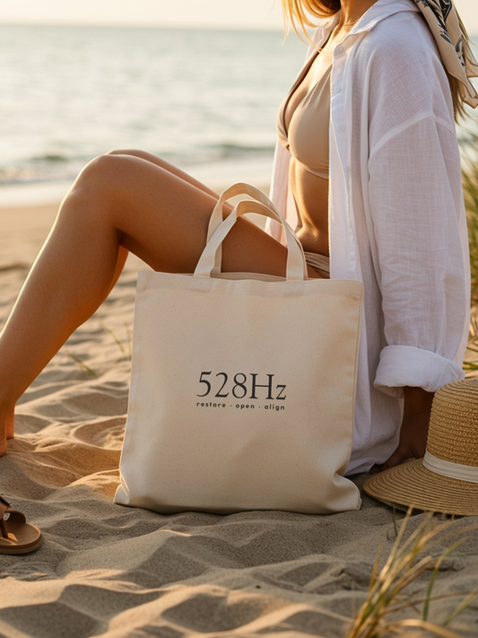 The Frequency Collection Canvas Tote Bag - 528Hz Restore Open Align