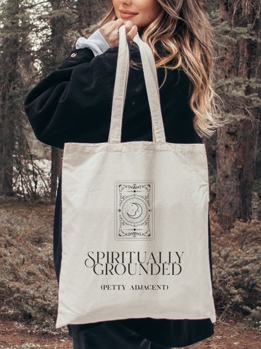 Spiritually Grounded Petty Adjacent Canvas Tote Bag - Eclipse