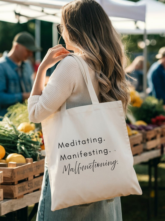 Manifesting Meditating Malfunctioning Canvas Tote Bag - Rebelle