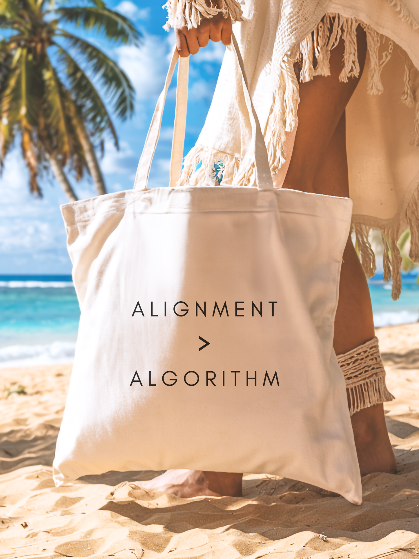 Alignment Over Algorithm Canvas Tote Bag - Whisper