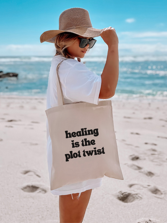 Healing is the Plot Twist Canvas Tote Bag - Love Loudly