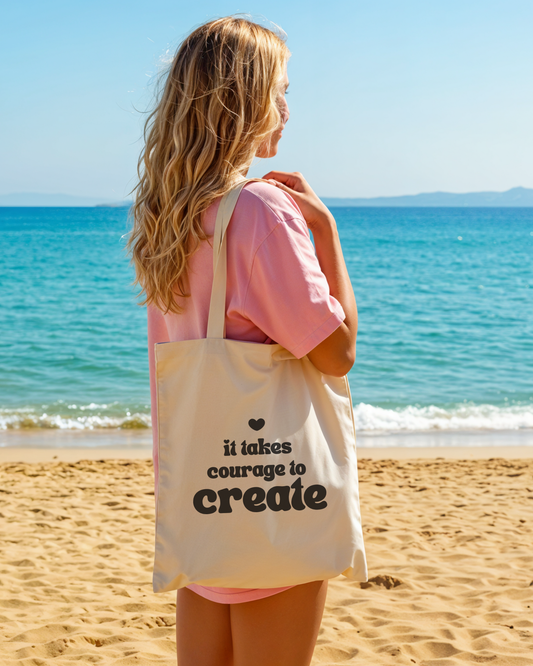 It Takes Courage to Create Canvas Tote Bag - Love Loudly