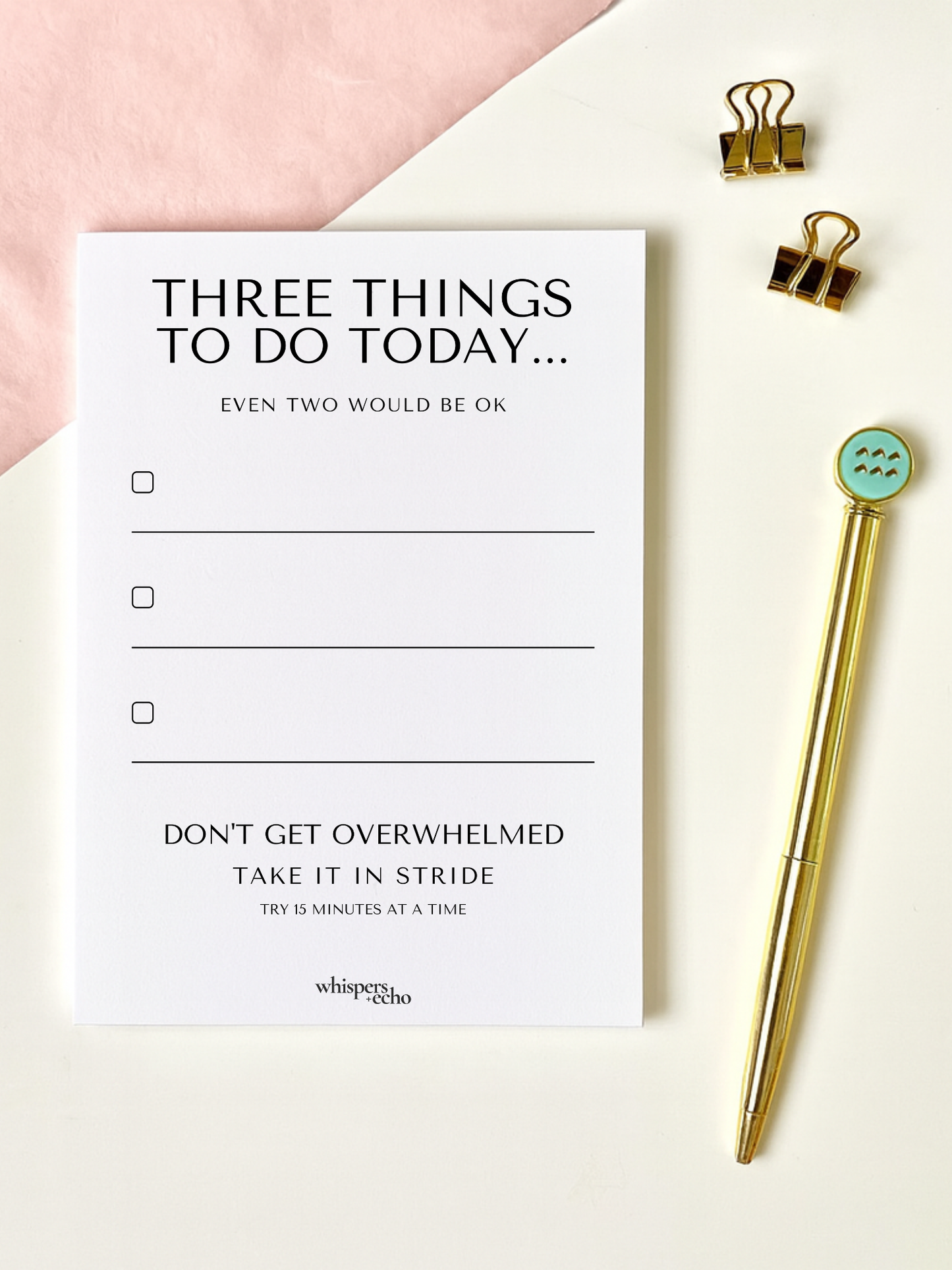 Three Things To Do Today Notepad | Minimal Daily To-Do List Pad